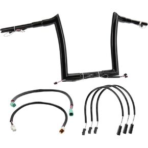1.5" Fat Road Glide Handlebars Ape Hangers Pre-wired CAN-Bus Wire and Guiding Line for Harley 2014-2023 Road Glide/Road Glide Special/Road Glide Ultra 12" Rise Meathook Bar, Black
