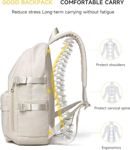 School Backpack Fits 15.6 Inch Laptop Corduroy Bookbag For Teens College Simple Lightweight Travel Casual Work School Backpack in Kuwait