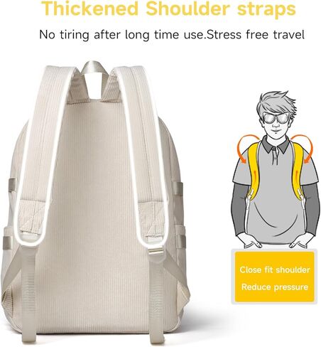 School Backpack Fits 15.6 Inch Laptop Corduroy Bookbag For Teens College Simple Lightweight Travel Casual Work School Backpack in Kuwait