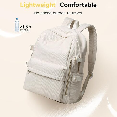 School Backpack Fits 15.6 Inch Laptop Corduroy Bookbag For Teens College Simple Lightweight Travel Casual Work School Backpack in Kuwait
