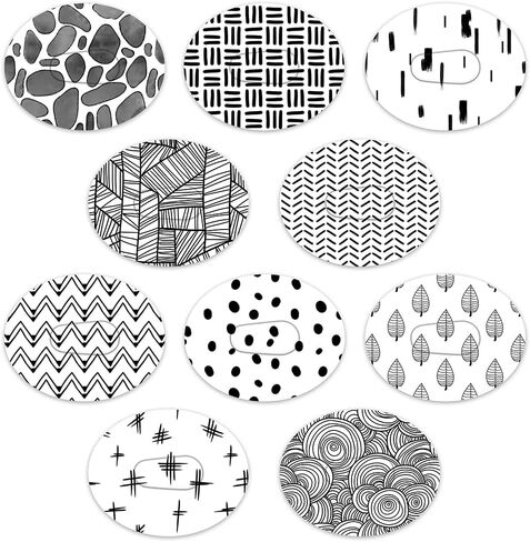 Rockadex Adhesive Patches - Compatible for Freestyle Libre Sensor, Custom-Designed Freestyle Libre Patches, Diabetic Supplies Mix 10 Pack Black & White Mix (Full Circle NO Cut) in Saudi Arabia