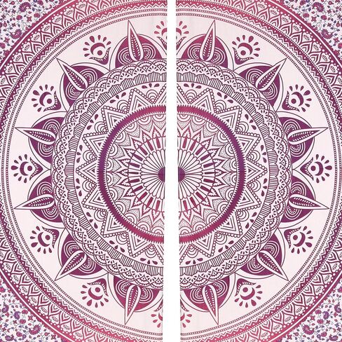 Bless International Beautiful Indian Bohemian Psychedelic Hippie Ombre Window Curtain Panels for Bedroom, Living, Balcony (Golden Passion Flower (38x83 Inches)(96x210 Cms)) in Kuwait