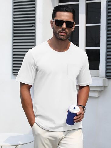 TACVASEN Mens Pocket T Shirts Cotton Short Sleeve Moisture Wicking Casual Crew Neck Tshirts in Kuwait