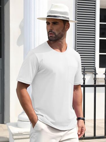 TACVASEN Mens Pocket T Shirts Cotton Short Sleeve Moisture Wicking Casual Crew Neck Tshirts in Kuwait