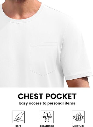 TACVASEN Mens Pocket T Shirts Cotton Short Sleeve Moisture Wicking Casual Crew Neck Tshirts in Kuwait