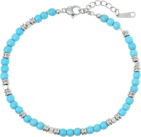 أساور مطرزة من نامي للرجال - أساور من الفولاذ المقاوم للصدأ للرجال - سوار سلسلة فضي قابل للتعديل للرجال (7.5 بوصة + 2 بوصة امتداد سلسلة) in Kuwait