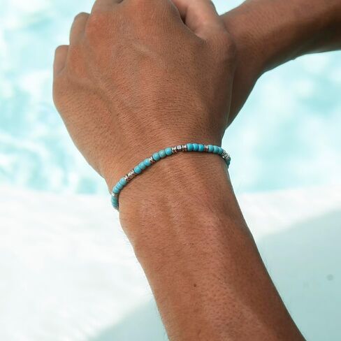 أساور مطرزة من نامي للرجال - أساور من الفولاذ المقاوم للصدأ للرجال - سوار سلسلة فضي قابل للتعديل للرجال (7.5 بوصة + 2 بوصة امتداد سلسلة) in Kuwait