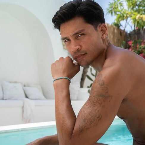 أساور مطرزة من نامي للرجال - أساور من الفولاذ المقاوم للصدأ للرجال - سوار سلسلة فضي قابل للتعديل للرجال (7.5 بوصة + 2 بوصة امتداد سلسلة) in Kuwait