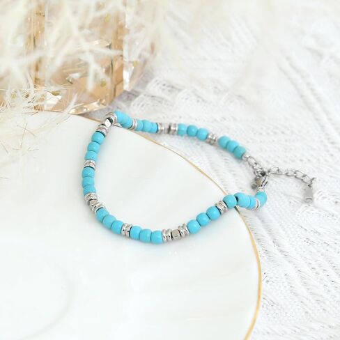 أساور مطرزة من نامي للرجال - أساور من الفولاذ المقاوم للصدأ للرجال - سوار سلسلة فضي قابل للتعديل للرجال (7.5 بوصة + 2 بوصة امتداد سلسلة) in Kuwait