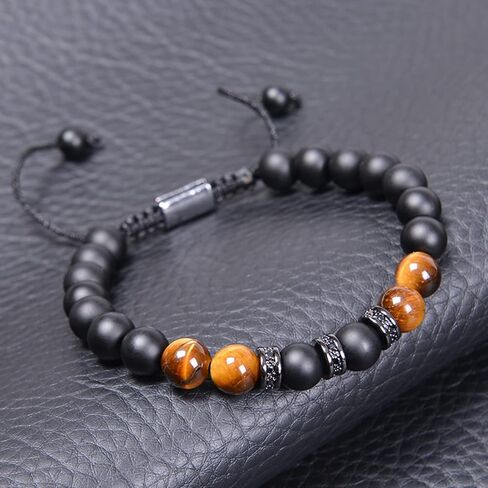 YANCHUN to My Boyfriend Bracelet Valentines Day Gifts for Boyfriend Adjustable Tiger Eye Beaded Bracelet for Men Boyfriend Bracelet from Girlfriend Valentines Day Gifts for Him in Saudi Arabia