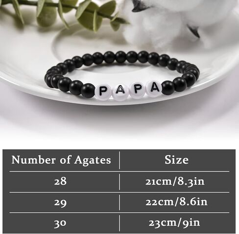 SUNSH Gifts for Papa Daddy Father Stretchy Black Agate Bracelets for Men Fathers Gifts from Daughter Son Wife Birthday Gifts for Dad 8.3/8.6./9 inches Grandpa in Saudi Arabia