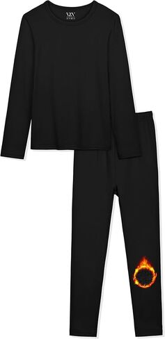 VZV Girls Thermal Underwear Set Kids Thermal Set Fleece Lined Kids Base Layer Long Johns for Kids Top and Bottom for Winter in Kuwait