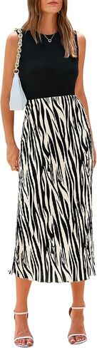 PRETTYGARDEN Women's 2025 Summer High Waist Graphic Print A Line Pleated Midi Dress for Women Trendy Plisse Long Dresses in Saudi Arabia