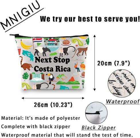 MNIGIU Costa Rica Symbols Souvenir Cosmetic Bag Costa Rica Vacation Gift Costa Rica Trip Makeup Bag Costa Rica Lover Gift North America Travel Gift in Kuwait