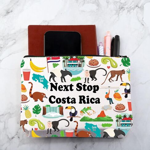 MNIGIU Costa Rica Symbols Souvenir Cosmetic Bag Costa Rica Vacation Gift Costa Rica Trip Makeup Bag Costa Rica Lover Gift North America Travel Gift in Kuwait