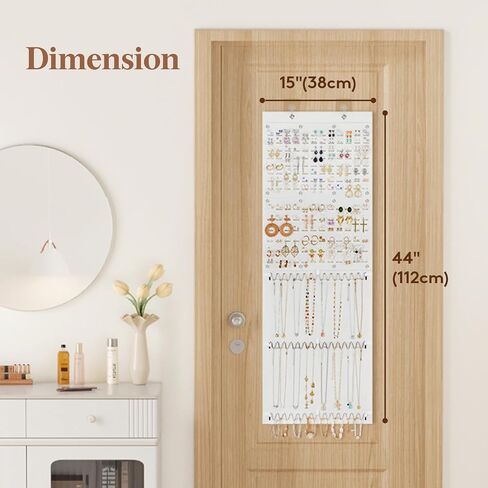 Lifewit Hanging Jewelry Organizer Storage Roll, Felt Stud Earring Display Holder with Sticky Hooks, 672 Earrings Holes, 3 Metal Hooks for 36 Necklaces, Jewelry Hanger on Door or Wall, 1 Pack, Black in Saudi Arabia