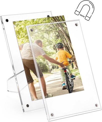 3 إطارات صور مقاس 4x6، إطار صورة مغناطيسي أكريليك، إطار صورة شفاف، إطار صورة بدون إطار مزدوج الجوانب لعرض الصور البريدية in Kuwait