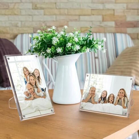 3 إطارات صور مقاس 4x6، إطار صورة مغناطيسي أكريليك، إطار صورة شفاف، إطار صورة بدون إطار مزدوج الجوانب لعرض الصور البريدية in Kuwait