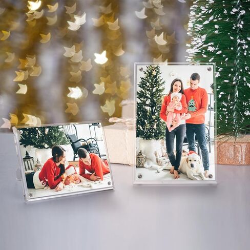 3 إطارات صور مقاس 4x6، إطار صورة مغناطيسي أكريليك، إطار صورة شفاف، إطار صورة بدون إطار مزدوج الجوانب لعرض الصور البريدية in Kuwait