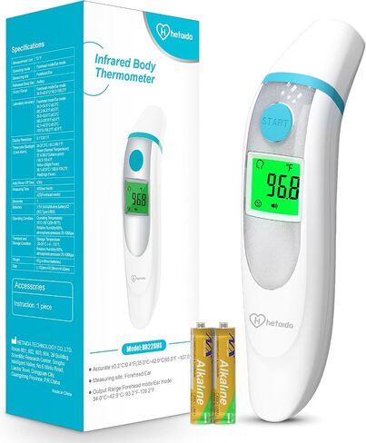 Forehead Thermometer for Adults, 4 in 1 Ear Thermometer for Kids, No Touch Baby Thermometer, Digital Thermometer with Fever Alarm and Object Measurement - Fast, Reliable and Accurate in Saudi Arabia