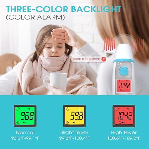 Forehead Thermometer for Adults, 4 in 1 Ear Thermometer for Kids, No Touch Baby Thermometer, Digital Thermometer with Fever Alarm and Object Measurement - Fast, Reliable and Accurate in Saudi Arabia
