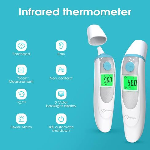 Forehead Thermometer for Adults, 4 in 1 Ear Thermometer for Kids, No Touch Baby Thermometer, Digital Thermometer with Fever Alarm and Object Measurement - Fast, Reliable and Accurate in Saudi Arabia