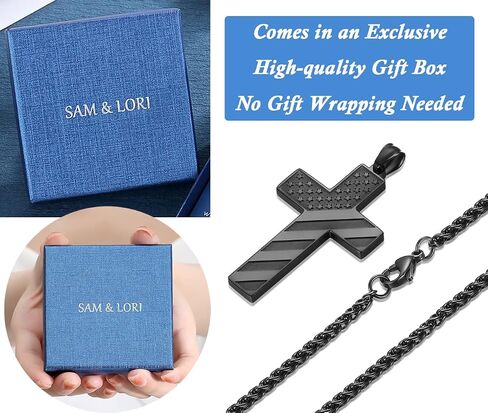 SAM & LORI Gifts for Teens/Men, American Flag Cross Necklace for Son/Boyfriend/Husband/Father on Birthday/Graduation/Fathers Day in Kuwait