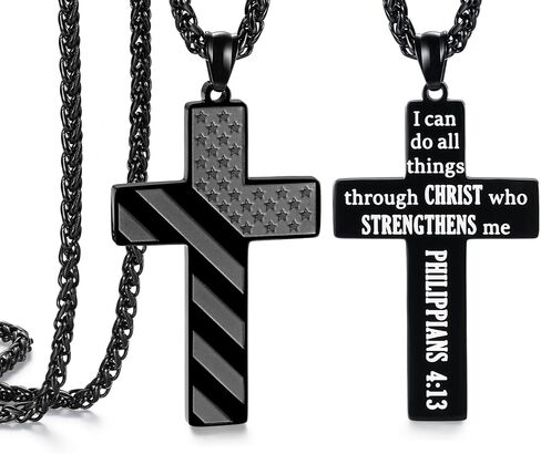SAM & LORI Gifts for Teens/Men, American Flag Cross Necklace for Son/Boyfriend/Husband/Father on Birthday/Graduation/Fathers Day in Kuwait