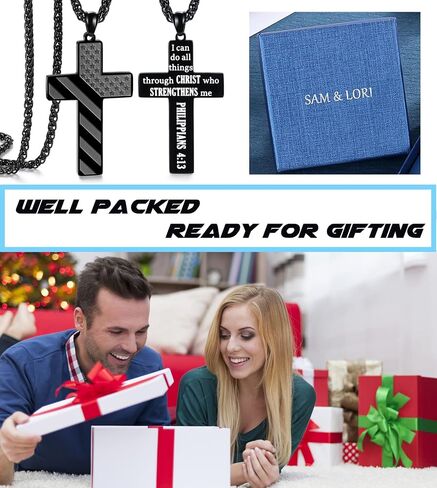 SAM & LORI Gifts for Teens/Men, American Flag Cross Necklace for Son/Boyfriend/Husband/Father on Birthday/Graduation/Fathers Day in Kuwait