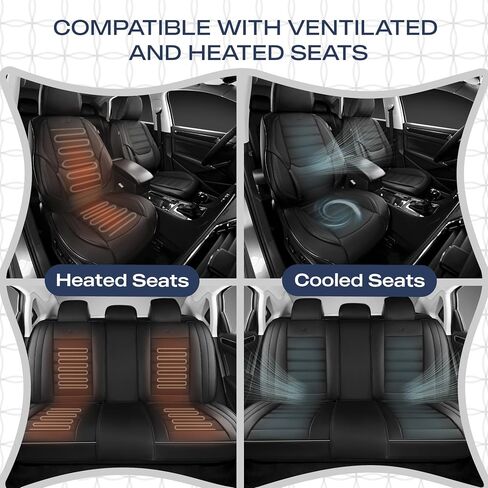 Skechers MAX Cushioning Seat Covers,Memory Foam Leather Car Seat Covers,Waterproof Car Seat Protector Front Seats,Car Seat Cushion Airbag Automotive Universal Fit for Most Cars,Vans,Trucks,SUV,Black in Saudi Arabia