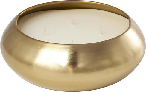 Deco 79 Metal Decorative Candle Jasmine Scented Wide Dome Shaped 60 oz 4 Wick Aromatherapy Candle with White Wax, Wax Aromatherapy Candle 9" x 9" x 3", Gold in Saudi Arabia
