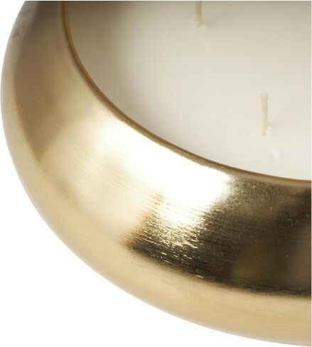 Deco 79 Metal Decorative Candle Jasmine Scented Wide Dome Shaped 60 oz 4 Wick Aromatherapy Candle with White Wax, Wax Aromatherapy Candle 9" x 9" x 3", Gold in Saudi Arabia