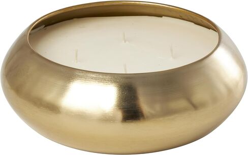 Deco 79 Metal Decorative Candle Jasmine Scented Wide Dome Shaped 60 oz 4 Wick Aromatherapy Candle with White Wax, Wax Aromatherapy Candle 9" x 9" x 3", Gold in Saudi Arabia