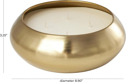 Deco 79 Metal Decorative Candle Jasmine Scented Wide Dome Shaped 60 oz 4 Wick Aromatherapy Candle with White Wax, Wax Aromatherapy Candle 9" x 9" x 3", Gold in Saudi Arabia