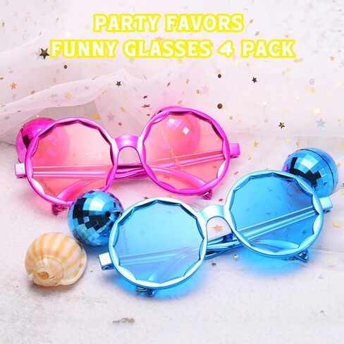 Retro Disco Ball Party Favors Funny Glasses 4 Pack, Disco Sunglasses Accessories for Women and Men in Kuwait
