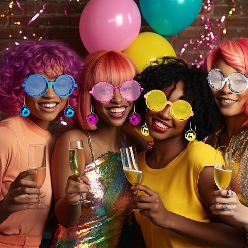 Retro Disco Ball Party Favors Funny Glasses 4 Pack, Disco Sunglasses Accessories for Women and Men in Kuwait