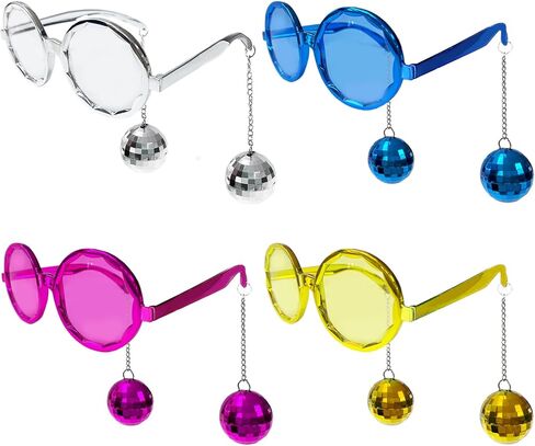 Retro Disco Ball Party Favors Funny Glasses 4 Pack, Disco Sunglasses Accessories for Women and Men in Kuwait