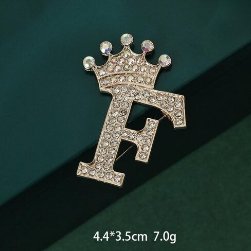 Crown Initial Letter A-Z Brooch Pin 2Pair Gold white Silver Crystal Crown Brooch Gold Silver Plated 26 Alphabets Lapel Pin Full Crystal Initial Badges Pin for Women Men in Kuwait