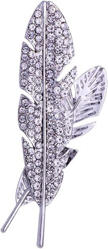 Crystal Metal Feather Leaf Branch Brooch Pins for Women Men's Large Leaves Brooches Shirt Suit Decoration Jewelry in Saudi Arabia