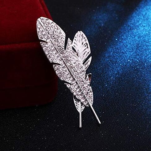 Crystal Metal Feather Leaf Branch Brooch Pins for Women Men's Large Leaves Brooches Shirt Suit Decoration Jewelry in Saudi Arabia