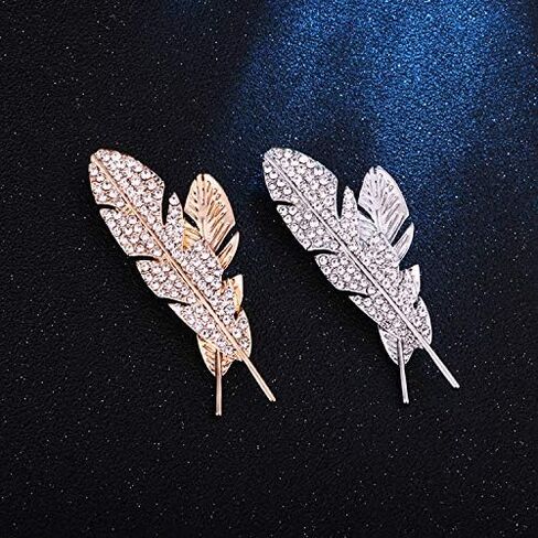 Crystal Metal Feather Leaf Branch Brooch Pins for Women Men's Large Leaves Brooches Shirt Suit Decoration Jewelry in Saudi Arabia