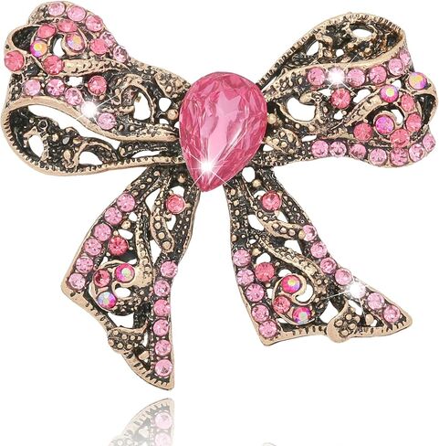 Rhinestone Bow Brooch Vintage Crystal Large Bowknot Brooches for Women Brooch Pin Wedding Fashion Jewelry Accessories,Women Gift in Saudi Arabia