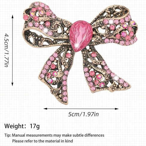 Rhinestone Bow Brooch Vintage Crystal Large Bowknot Brooches for Women Brooch Pin Wedding Fashion Jewelry Accessories,Women Gift in Saudi Arabia