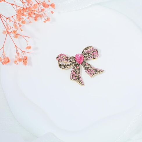 Rhinestone Bow Brooch Vintage Crystal Large Bowknot Brooches for Women Brooch Pin Wedding Fashion Jewelry Accessories,Women Gift in Saudi Arabia