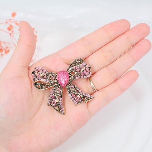 Rhinestone Bow Brooch Vintage Crystal Large Bowknot Brooches for Women Brooch Pin Wedding Fashion Jewelry Accessories,Women Gift in Saudi Arabia