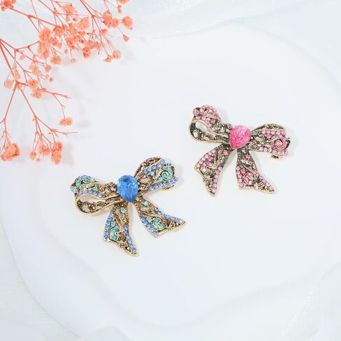 Rhinestone Bow Brooch Vintage Crystal Large Bowknot Brooches for Women Brooch Pin Wedding Fashion Jewelry Accessories,Women Gift in Saudi Arabia