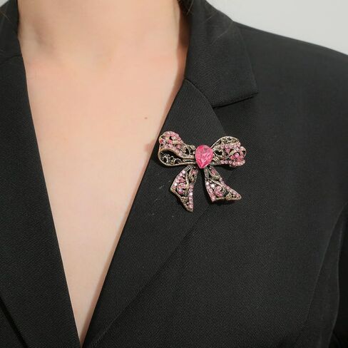 Rhinestone Bow Brooch Vintage Crystal Large Bowknot Brooches for Women Brooch Pin Wedding Fashion Jewelry Accessories,Women Gift in Saudi Arabia