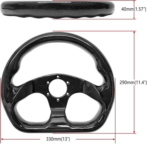 Universal 320mm Full Carbon Fiber Racing Steering Wheel Flat Bottom D shape Steering Wheel 6 Holes Semicircle Jet (02) in Kuwait