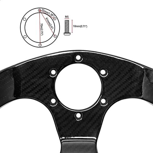 Universal 320mm Full Carbon Fiber Racing Steering Wheel Flat Bottom D shape Steering Wheel 6 Holes Semicircle Jet (02) in Kuwait
