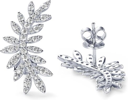 Leaf Moissanite Stud Earrings 0.92cttw D Color VVS1 925 Sterling Silver Angel Wing Earrings for Women or Girlfriend Birthday Gifts in Kuwait